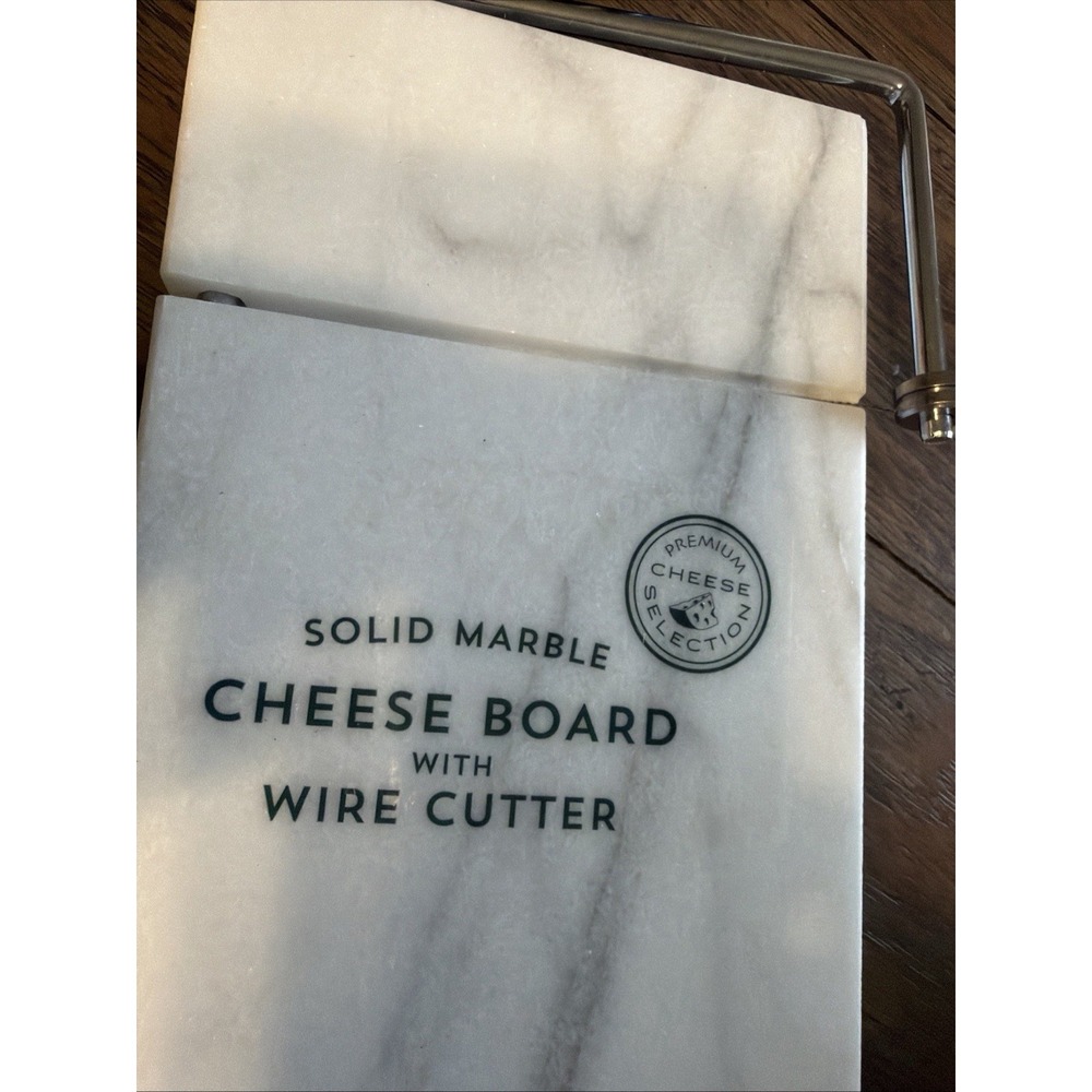 Solid Marble Cheese Board With Wire Cutter 8x5